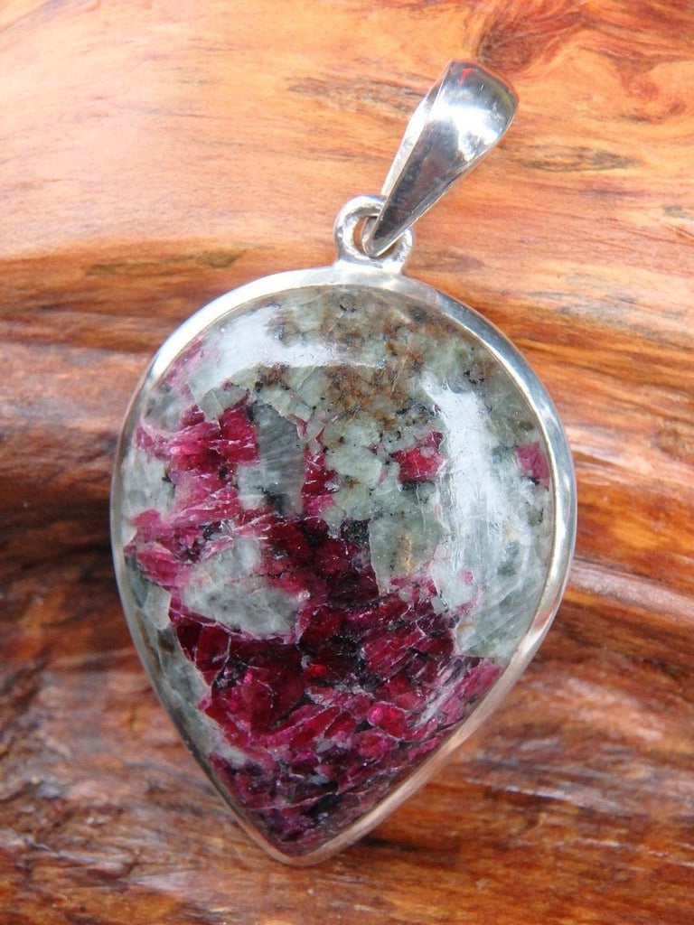 Gemmy Ruby Red Eudialyte Pendant In Sterling Silver  (Includes Silver Chain) - Earth Family Crystals