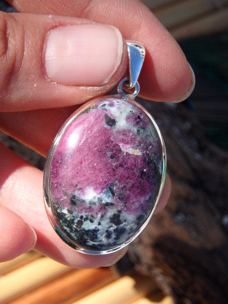 Gorgeous Eudialyte Gemstone Pendant In Sterling Silver (Includes Silver Chain) - Earth Family Crystals