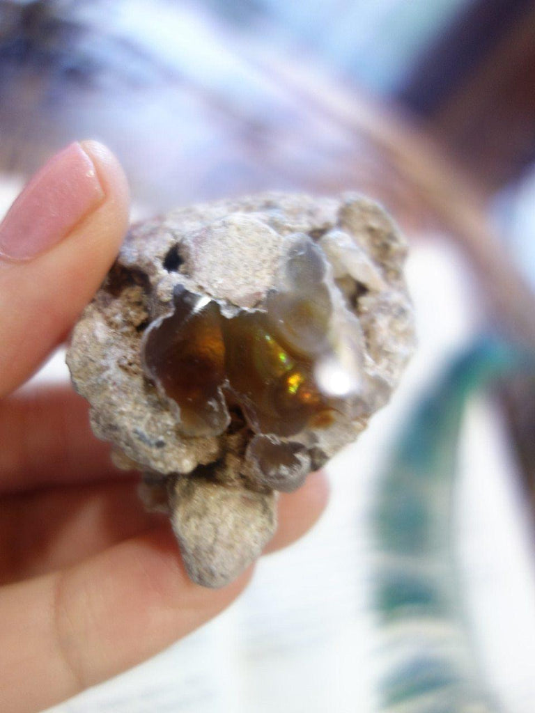Deep Flash Partially Polished Fire Agate Specimen From Mexico - Earth Family Crystals