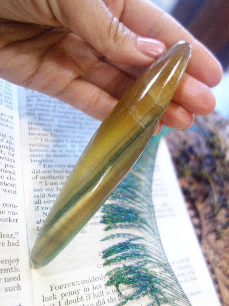 Silky Smooth Golden Shiva Style Fluorite Wand - Earth Family Crystals