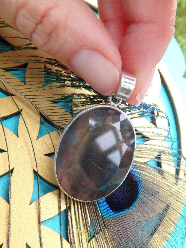 Chunky & Faceted Rainbow Fluorite Gemstone Pendant In Sterling  Silver (Includes Silver Chain) REDUCED* - Earth Family Crystals