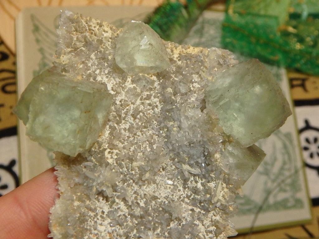 Green Fluorite Cubes on Matrix - Earth Family Crystals