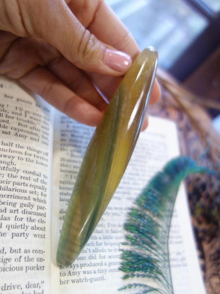 Silky Smooth Golden Shiva Style Fluorite Wand - Earth Family Crystals