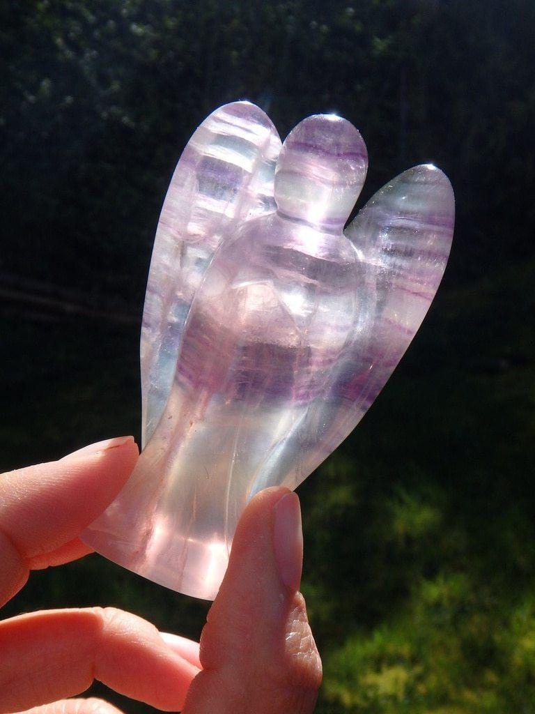 Brilliant Light Filled Rainbow Fluorite Angel Carving - Earth Family Crystals