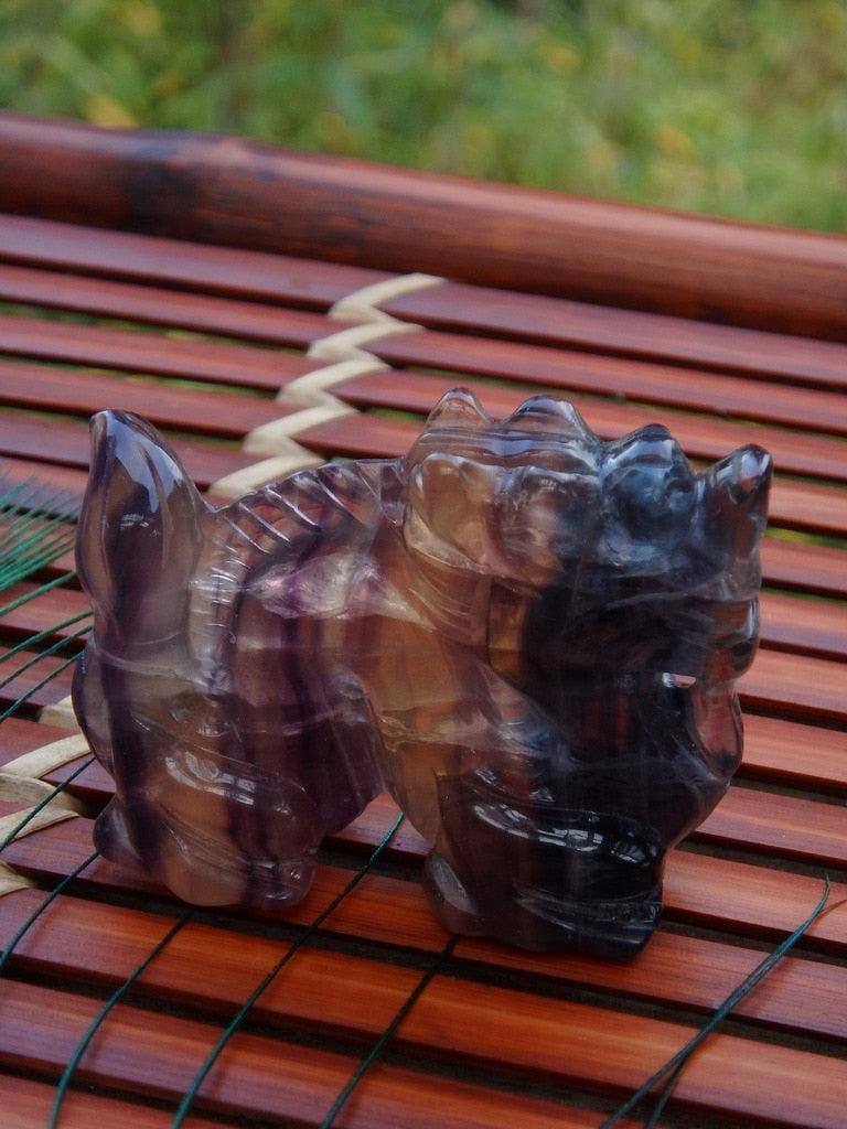 Fantastic Colors Rainbow Fluorite Dragon Carving - Earth Family Crystals