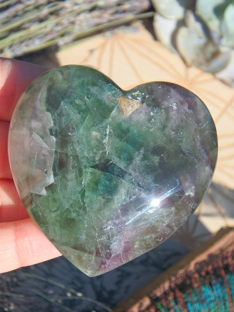 Stunning Rainbow Fluorite Heart 3 - Earth Family Crystals