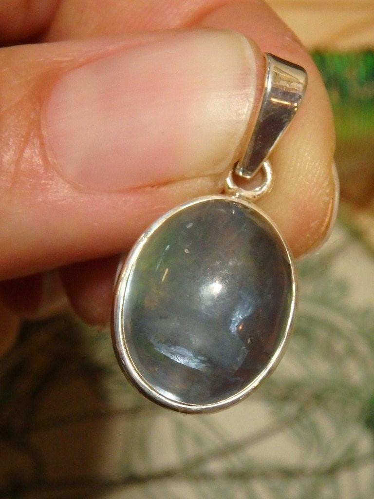 Aqua Blue Fluorite Gemstone Pendant In Sterling Silver (Includes Silver Chain) - Earth Family Crystals