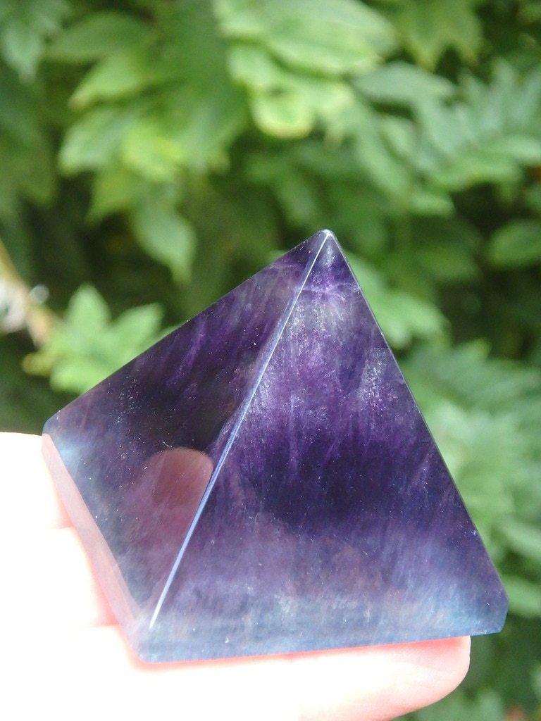 Deep Grape Purple & Aqua Blue Fluorite Polished Pyramid - Earth Family Crystals