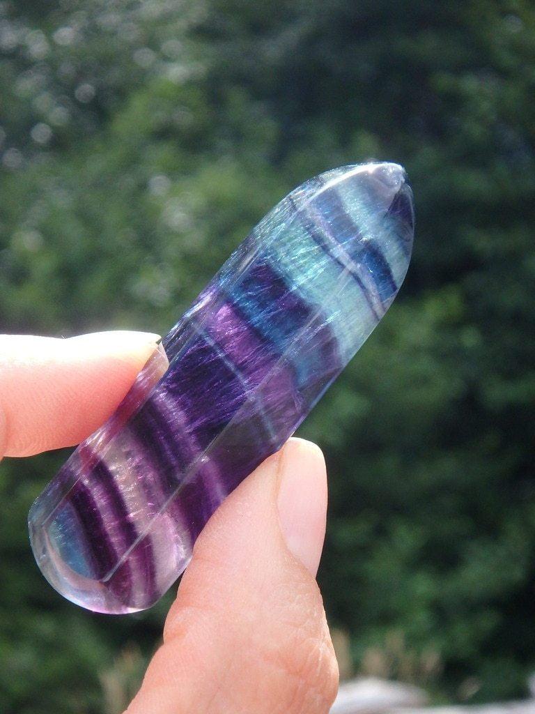 Amazing Color Patterns Rainbow Fluorite Wand 2 - Earth Family Crystals