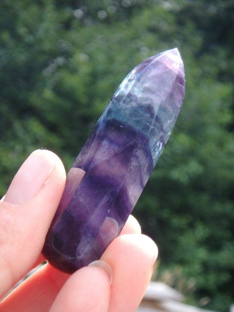 Amazing Color Patterns Rainbow Fluorite Wand 1 - Earth Family Crystals