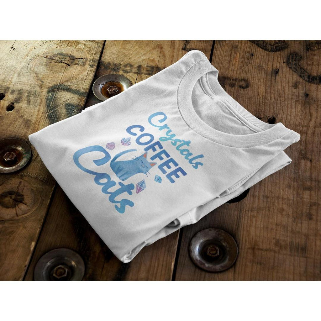 Crystals Coffee Cats T-Shirt White - Earth Family Crystals