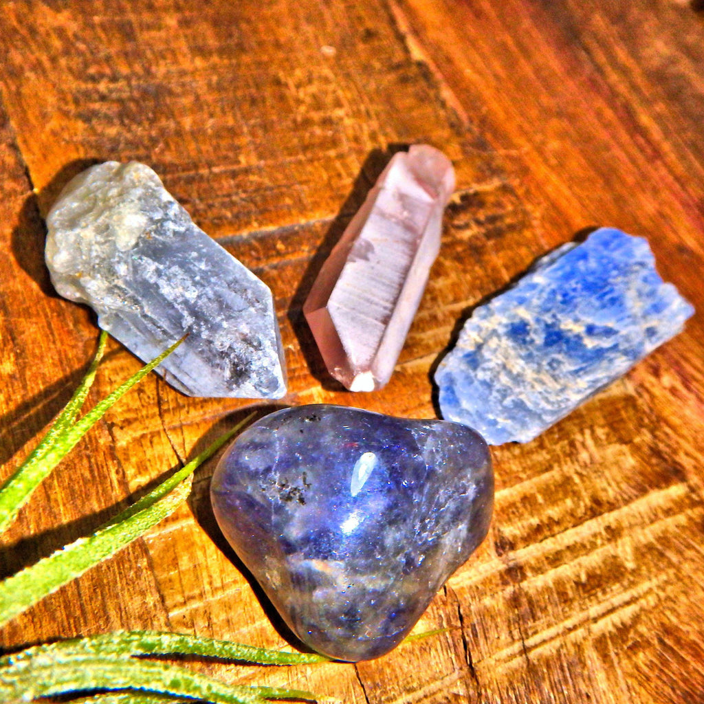 Anxiety Relief Crystal Kit (Includes Iolite, Celestite, Blue Kyanite, Lithium Quartz) - Earth Family Crystals