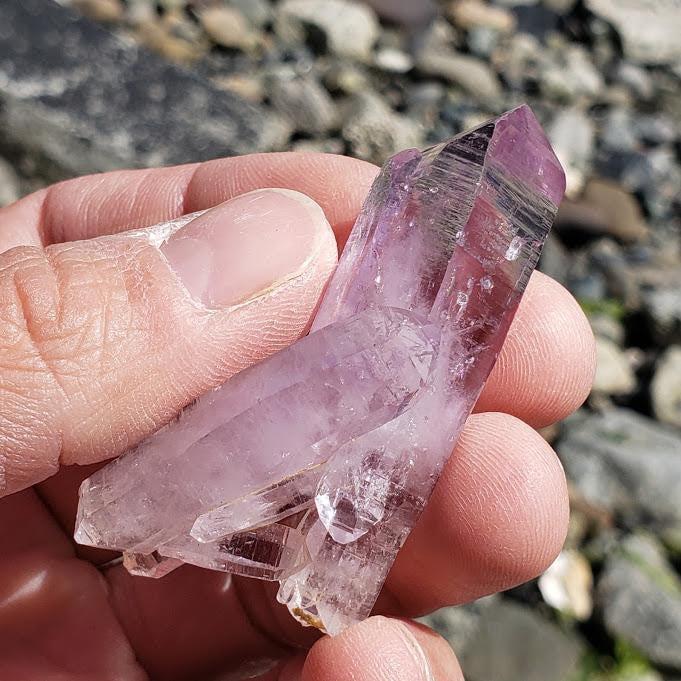 Brilliant Lavender Vera Cruz Amethyst Double Terminated Intertwined Cluster - Earth Family Crystals