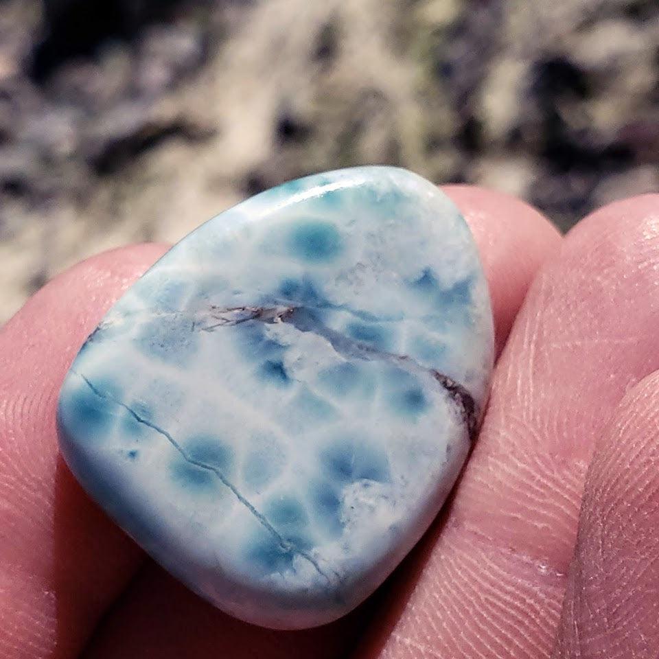 Pretty Polished Blue Larimar Free Form Specimen From The Dominican Republic #9 - Earth Family Crystals