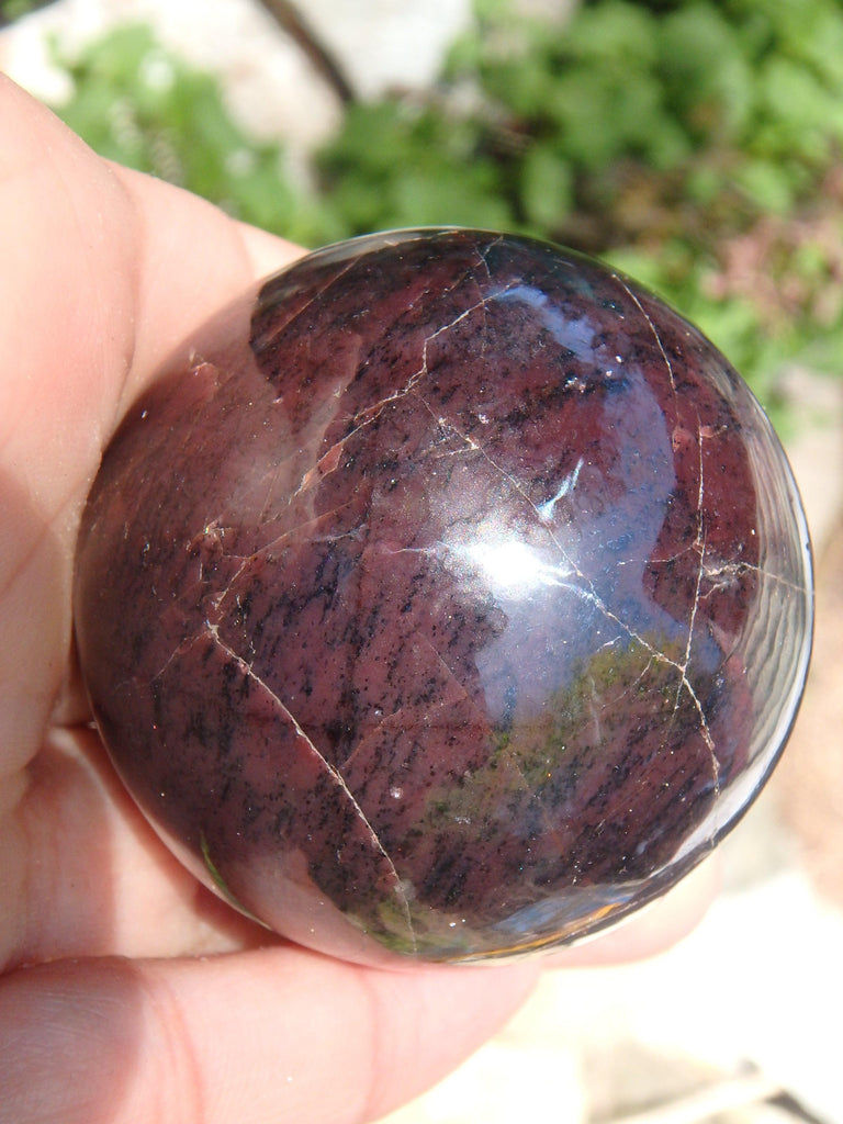 RESERVED For NELSON~Fabulous Deep Burgundy Red Garnet Sphere Carving From India - Earth Family Crystals