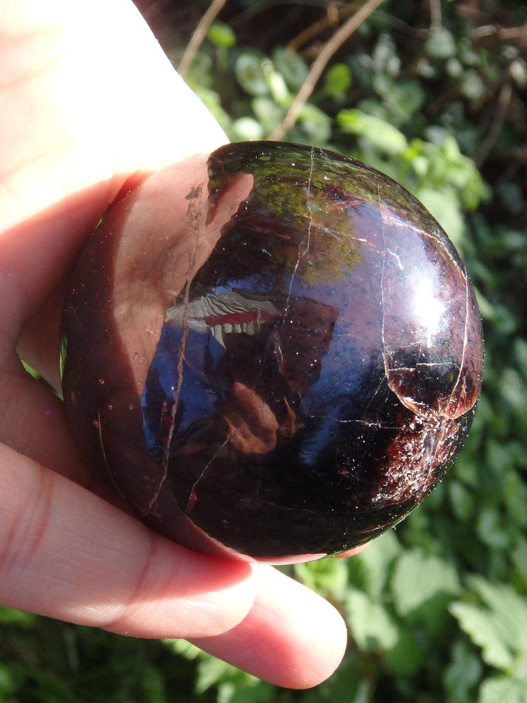 Large Deep Burgundy Red Garnet Sphere Carving From India - Earth Family Crystals