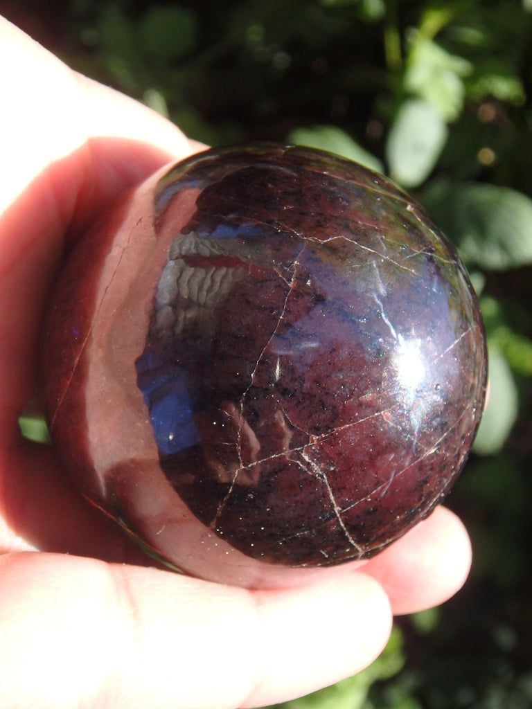 RESERVED For NELSON~Fabulous Deep Burgundy Red Garnet Sphere Carving From India - Earth Family Crystals