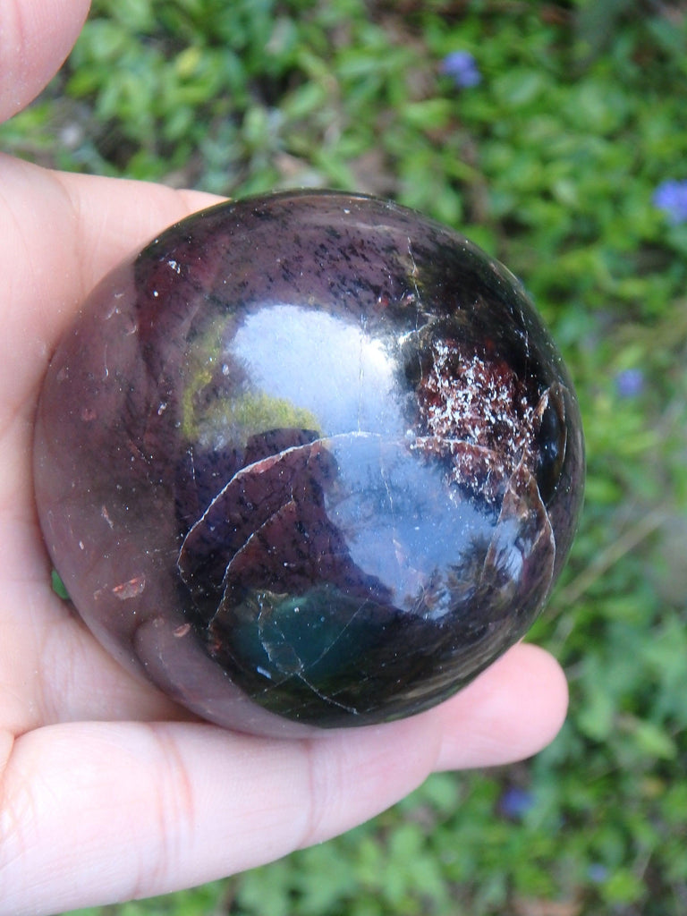 Large Deep Burgundy Red Garnet Sphere Carving From India - Earth Family Crystals