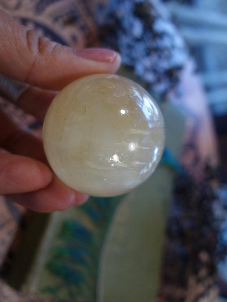 Gorgeous Golden Citrine Calcite Sphere Carving - Earth Family Crystals