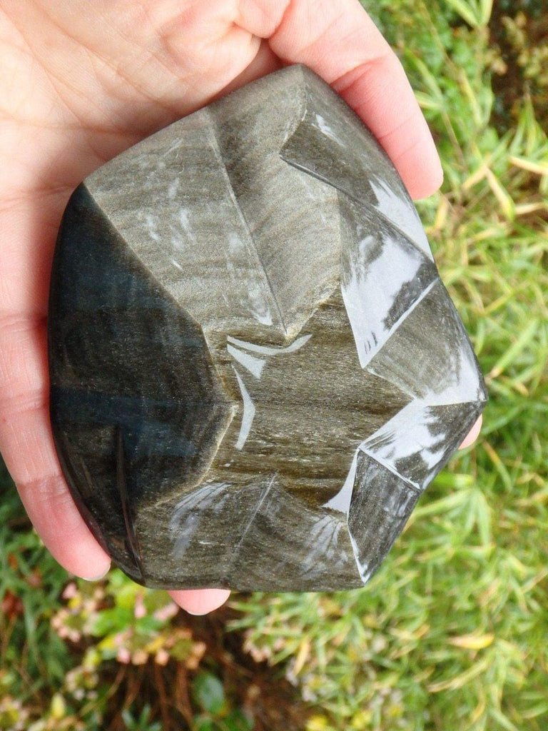 Amazing Flash~Large Golden Sheen Obsidian Star Carving Display Specimen - Earth Family Crystals