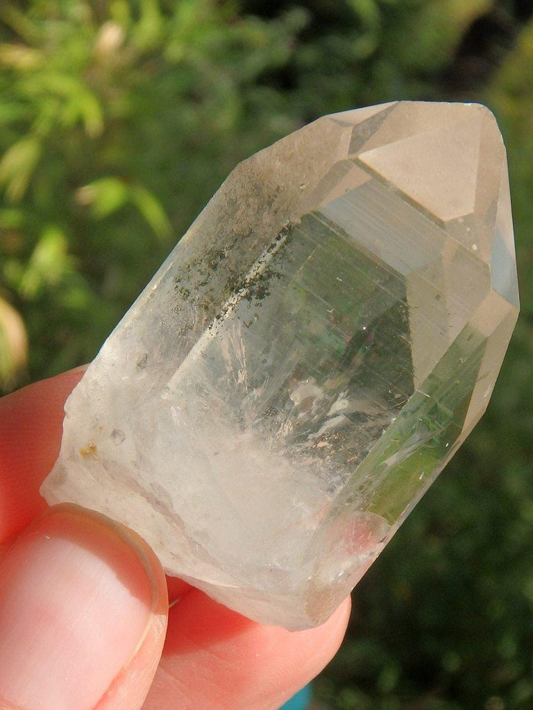 Brilliant & Unpolished Green Chlorite Quartz Point - Earth Family Crystals