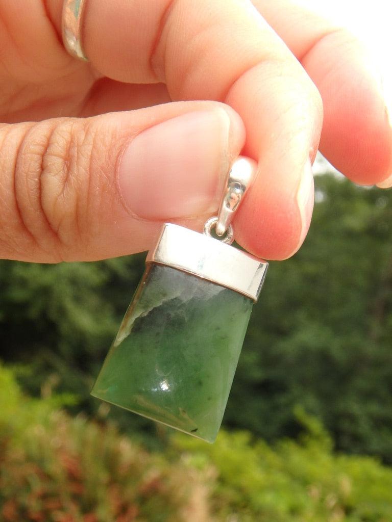 Gorgeous Green Jade Pendant In Sterling Silver (Includes Silver Chain) - Earth Family Crystals