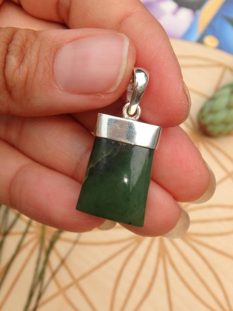 Gorgeous Green Jade Pendant In Sterling Silver (Includes Silver Chain) - Earth Family Crystals