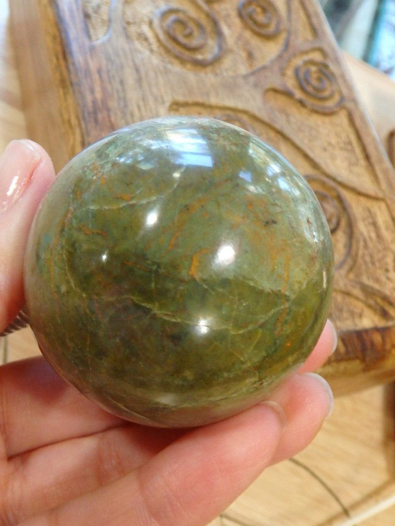 Golden Swirls Green Opal Sphere From Madagascar - Earth Family Crystals