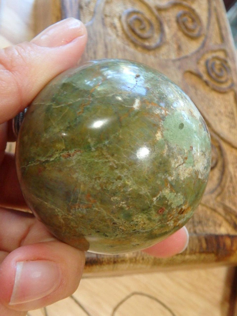 Golden Swirls Green Opal Sphere From Madagascar - Earth Family Crystals