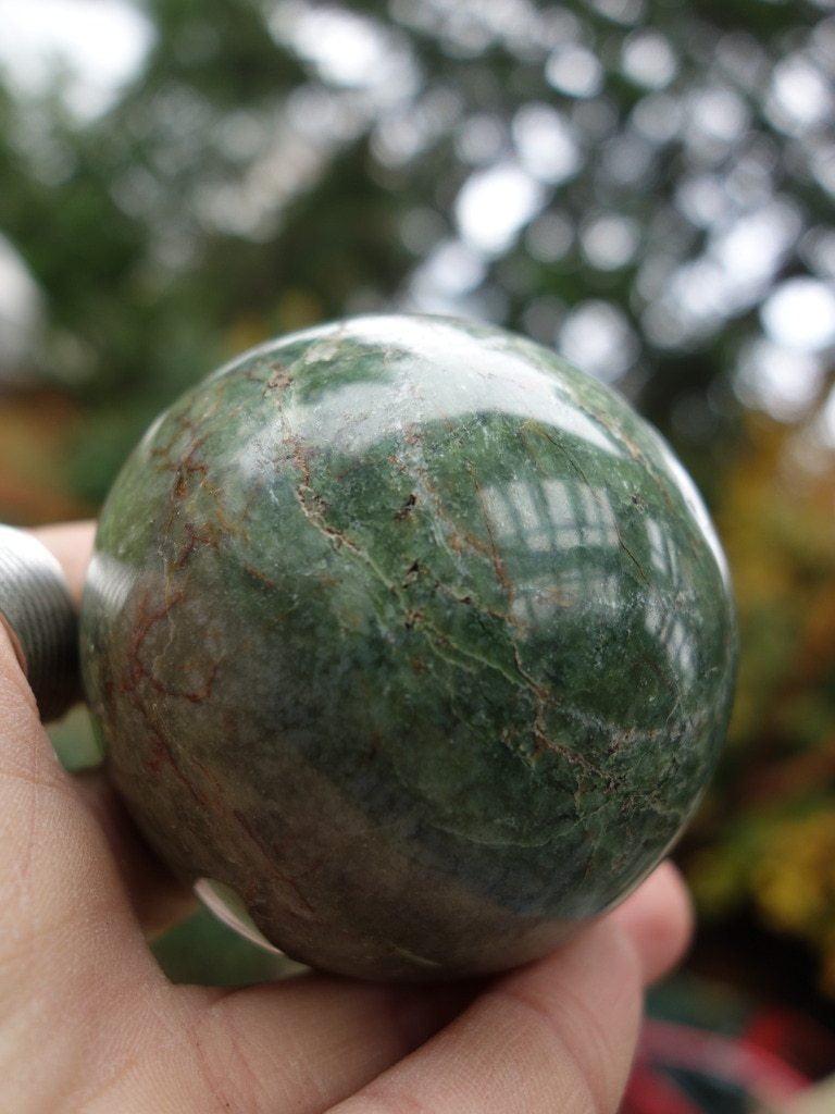 Deep Green Opal Sphere Carving From Madagascar - Earth Family Crystals