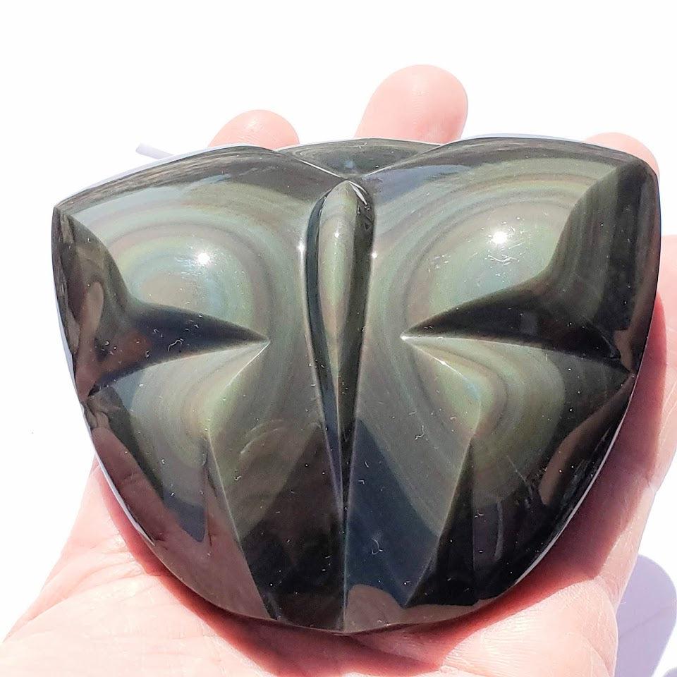 Fascinating Large Rainbow Obsidian Butterfly Display Carving From Mexico - Earth Family Crystals