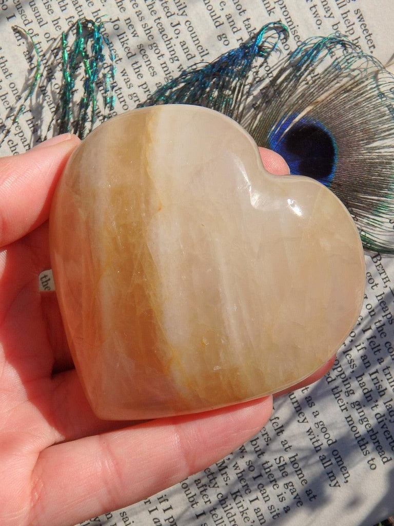 Golden Hematoid Quartz Glowing Love Heart Carving - Earth Family Crystals