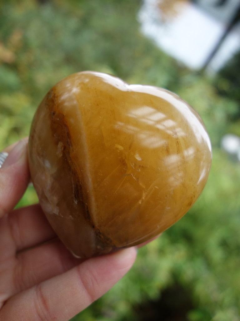 Intriguing Depth Golden Hematoid Quartz Love Heart - Earth Family Crystals