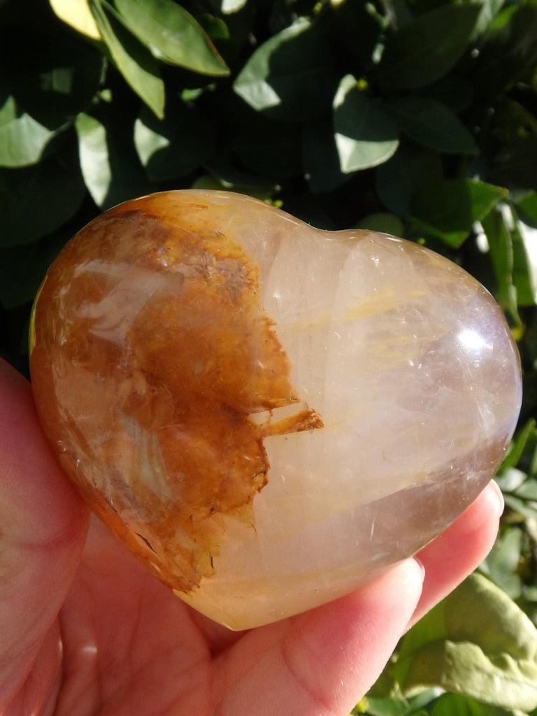 Golden Hematoid Quartz Gemstone Heart Carving - Earth Family Crystals