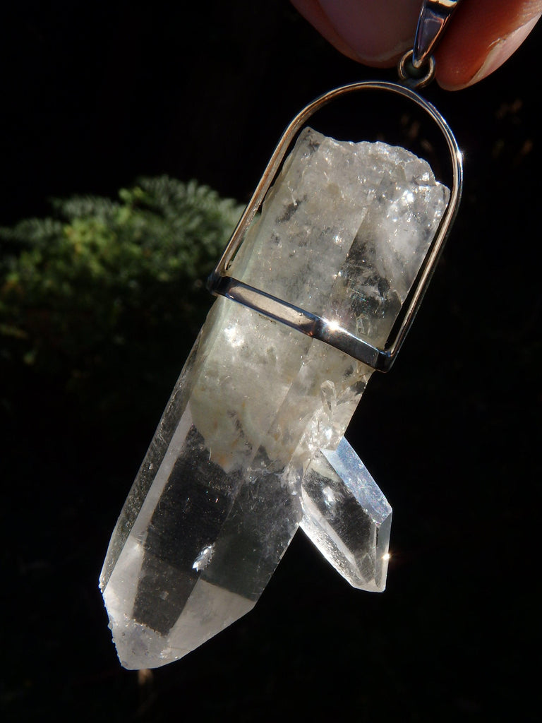 Chunky Phantom & Baby Himalayan Quartz Point Pendant in Sterling Silver (Includes Silver Chain)1 - Earth Family Crystals