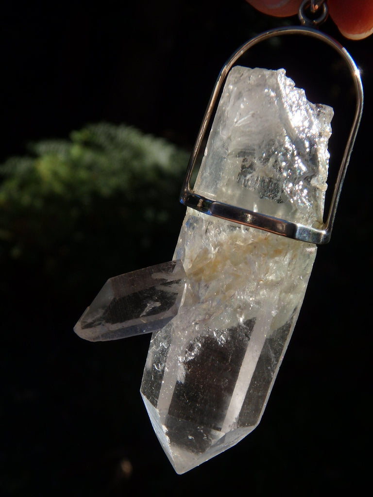 Chunky Phantom & Baby Himalayan Quartz Point Pendant in Sterling Silver (Includes Silver Chain)1 - Earth Family Crystals