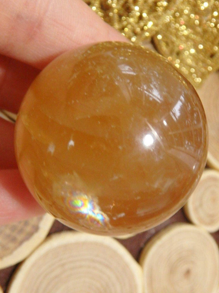 Deep Golden Citrine Calcite Sphere Carving 1 - Earth Family Crystals