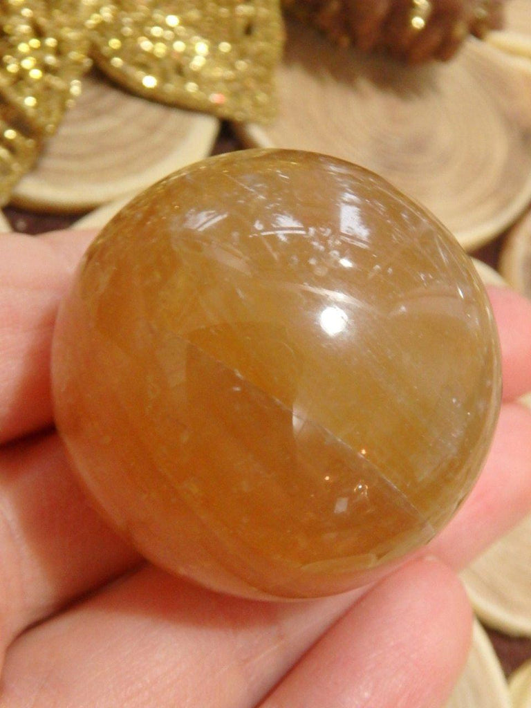 Deep Golden Citrine Calcite Sphere Carving 1 - Earth Family Crystals