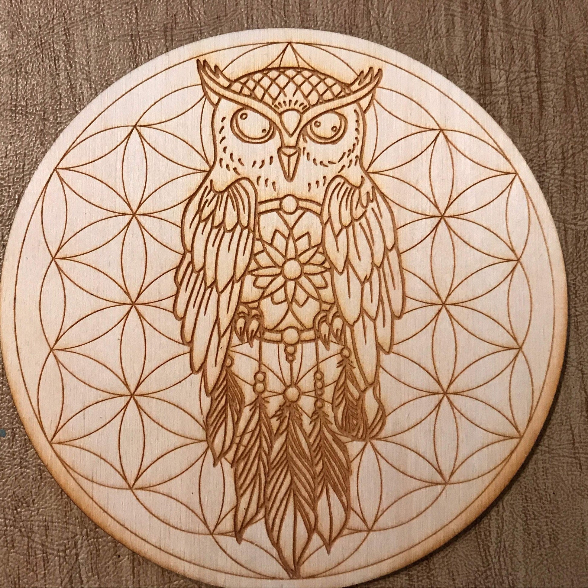 Owl Dreamcatcher Flower of Life Crystal Grid  