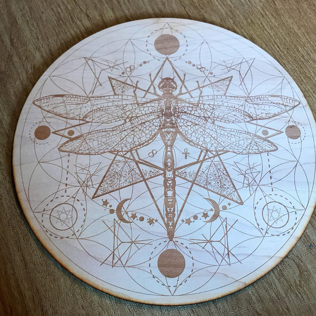 Dragonfly Flower of Life Crystal Grid - Earth Family Crystals
