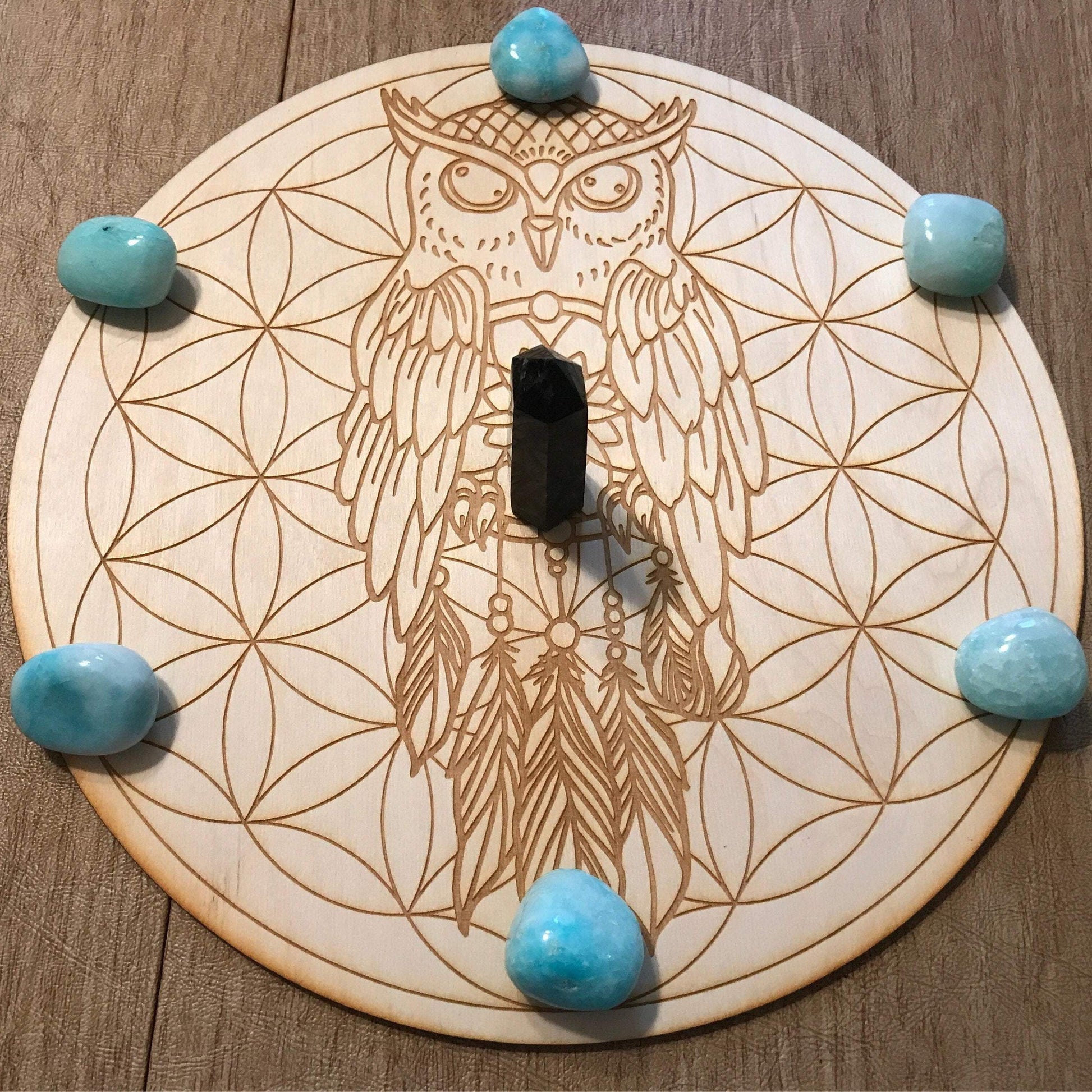 Owl Dreamcatcher Flower of Life Crystal Grid  
