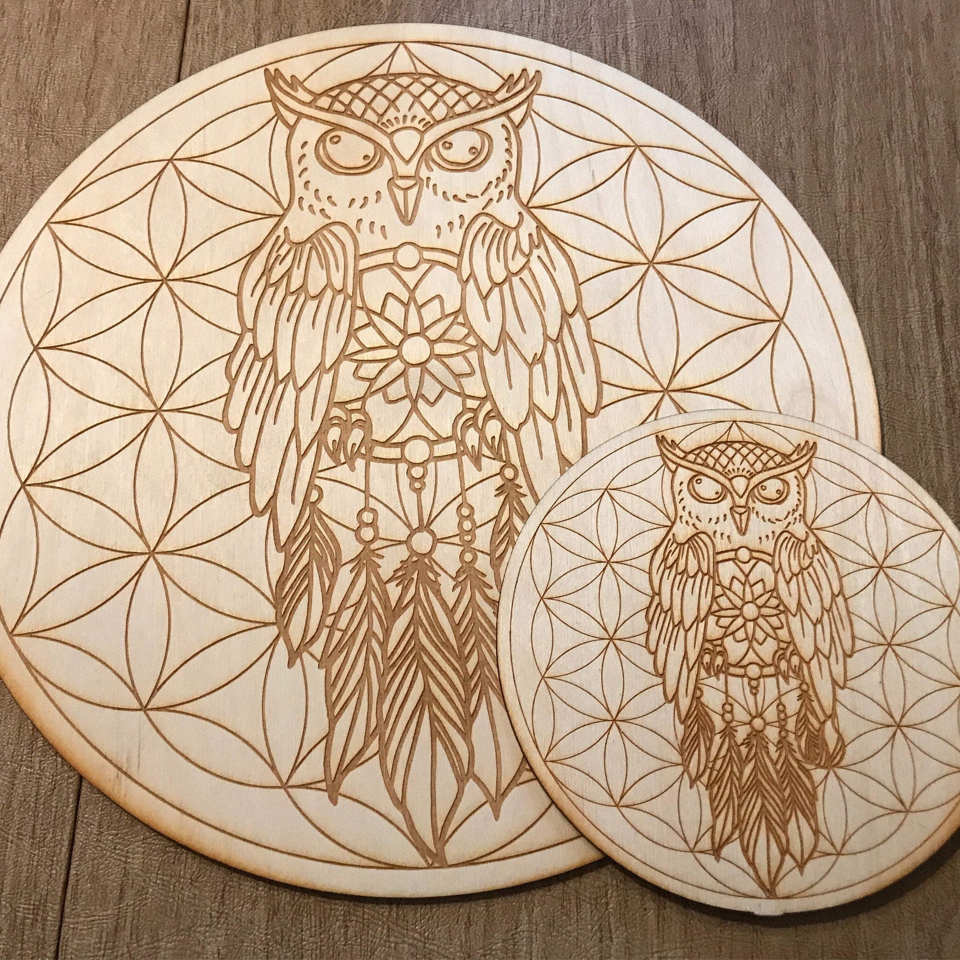 Owl Dreamcatcher Flower of Life Crystal Grid  