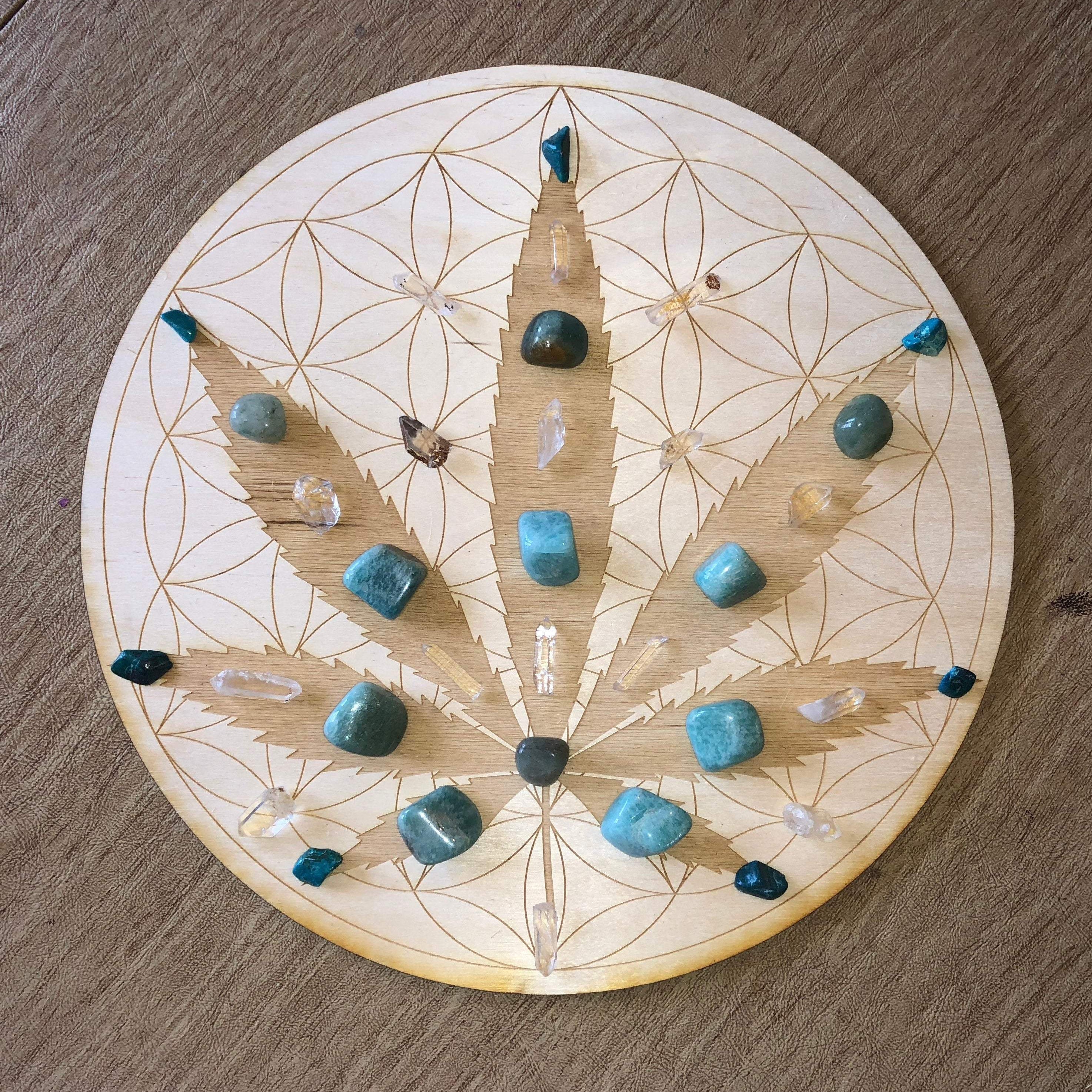 Flower of Life Cannabis Crystal Grid 
