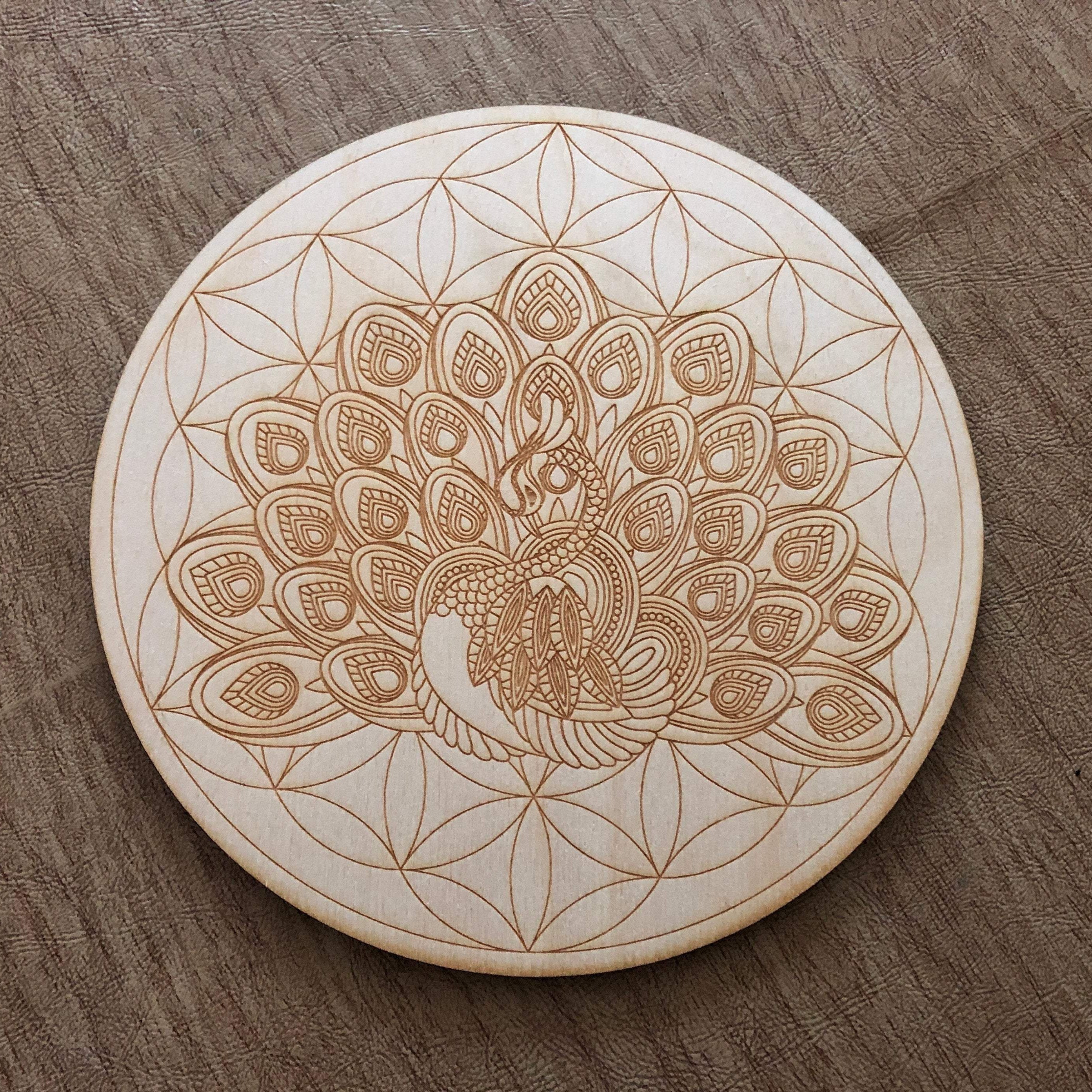 Peacock Flower of Life Crystal Grid 
