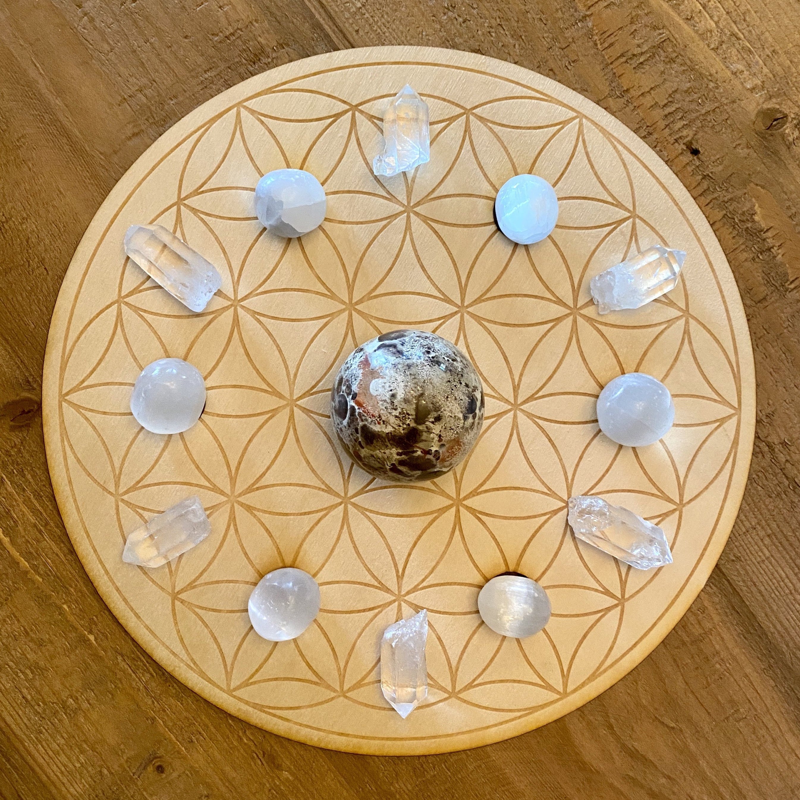 Flower of Life Sphere Holder Crystal Grid - Earth Family Crystals