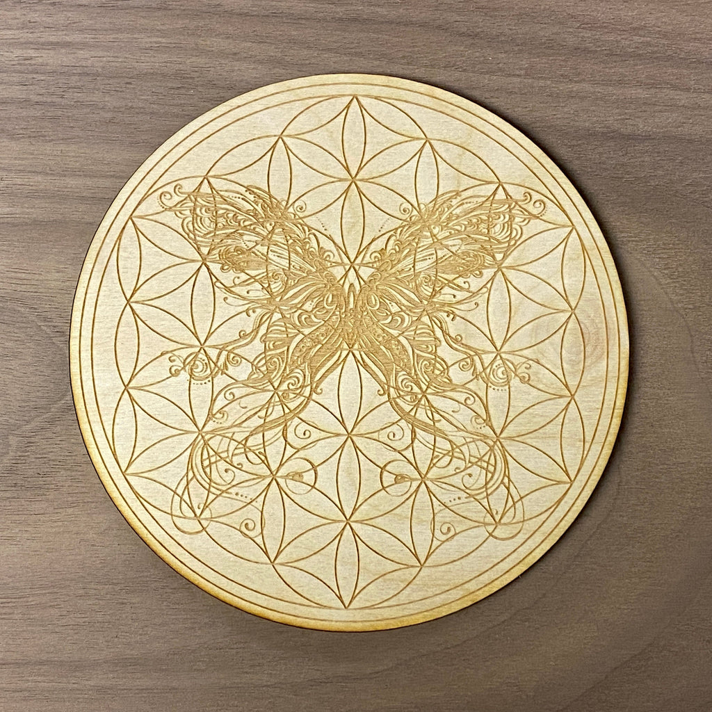 Butterfly Flower of Life Crystal Grid    