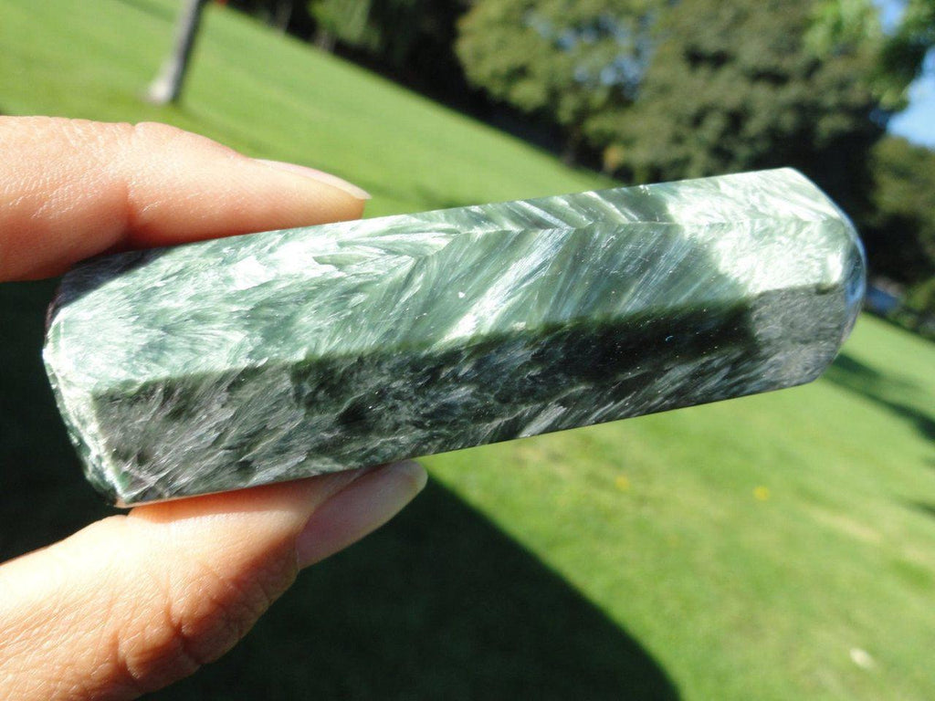 Opal Angel Wings & Forest Green SERAPHINITE WAND* Ideal for Massage - Earth Family Crystals