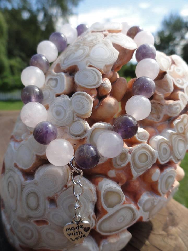 Handmade AMETHYST & ROSE QUARTZ Love Bracelet~ - Earth Family Crystals