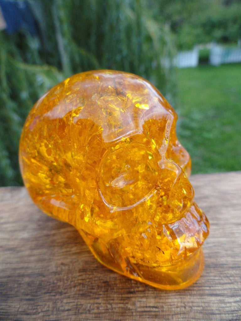 VIBRANT AMBER SKULL, Amber, Skull Carving, Gemstone Skull, Crystal Skull, Skull specimen. - Earth Family Crystals