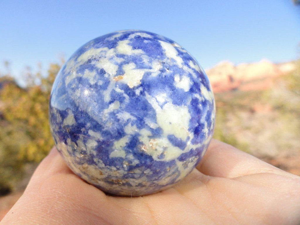 Beautiful Marbled  Blue & White SODALITE SPHERE - Earth Family Crystals